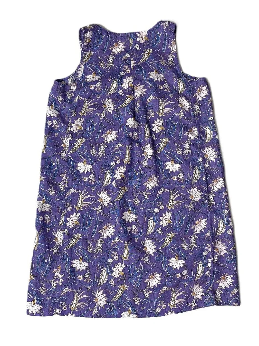 J Jill Love Linen Dress Womens Medium Purple 100% Linen Floral Sleeveless Shift